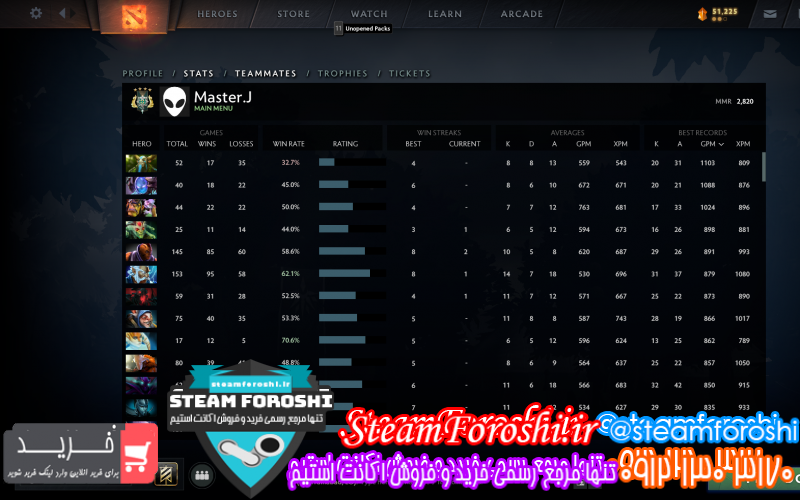 فروش اکانت دوتا ۲ کد ۱۱۲۰۲