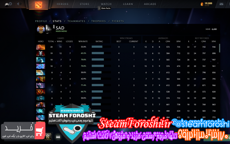 فروش اکانت دوتا ۲ کد ۱۱۰۸۶