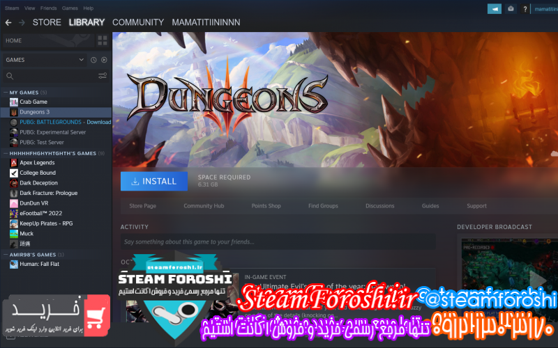 فروش اکانت استیم کد ۱۱۱۲۳