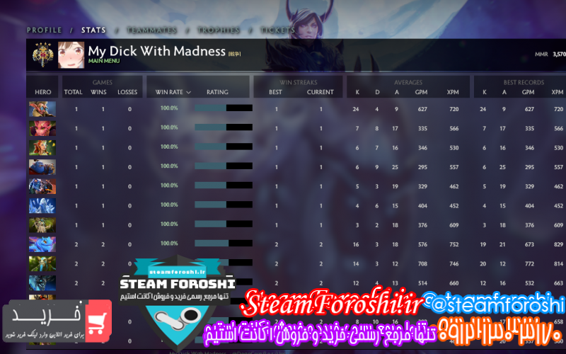 فروش اکانت دوتا ۲ کد ۱۱۱۵۵