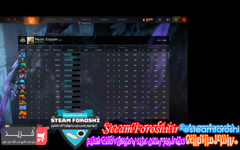 فروش اکانت دوتا ۲ کد ۱۱۳۶۸