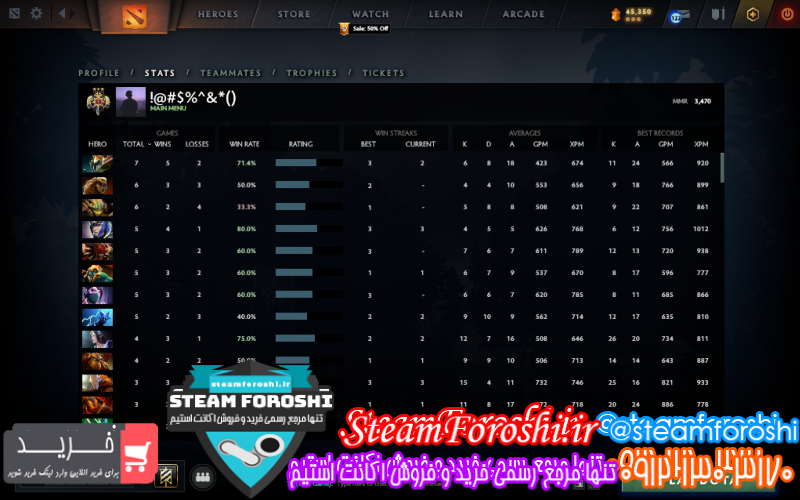 فروش اکانت دوتا ۲ کد ۱۱۳۷۱