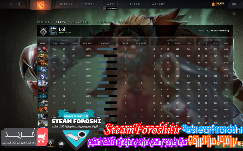 فروش اکانت دوتا ۲ کد ۱۱۲۴۸