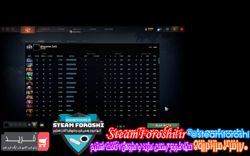 فروش اکانت دوتا ۲ کد ۱۱۲۵۳