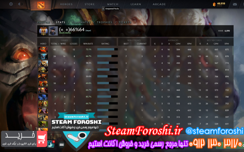 فروش اکانت دوتا ۲ کد ۱۱۵۸۶