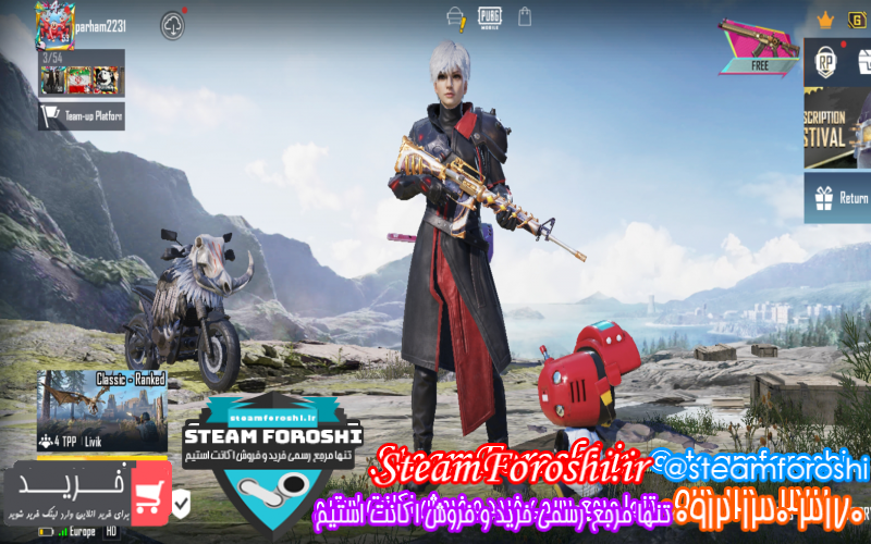 فروش اکانت پابجی کد ۱۱۷۹۵