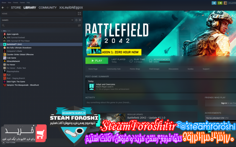 فروش اکانت استیم کد ۱۱۷۱۰