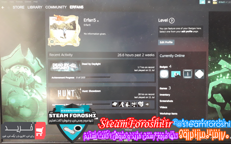 فروش اکانت استیم کد ۱۱۷۳۱