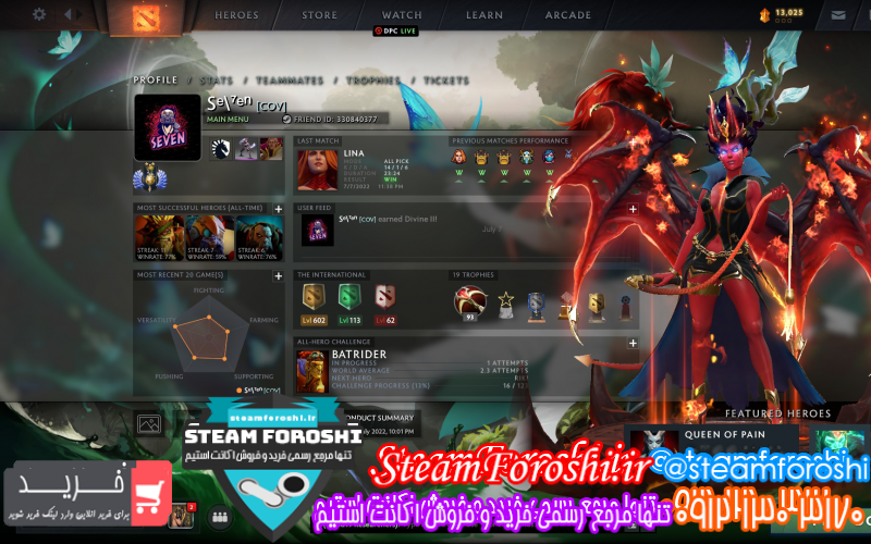 فروش اکانت دوتا ۲ کد ۱۱۷۴۴