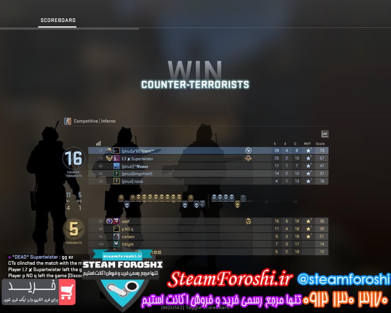 فروش اکانت cs go کد 11917