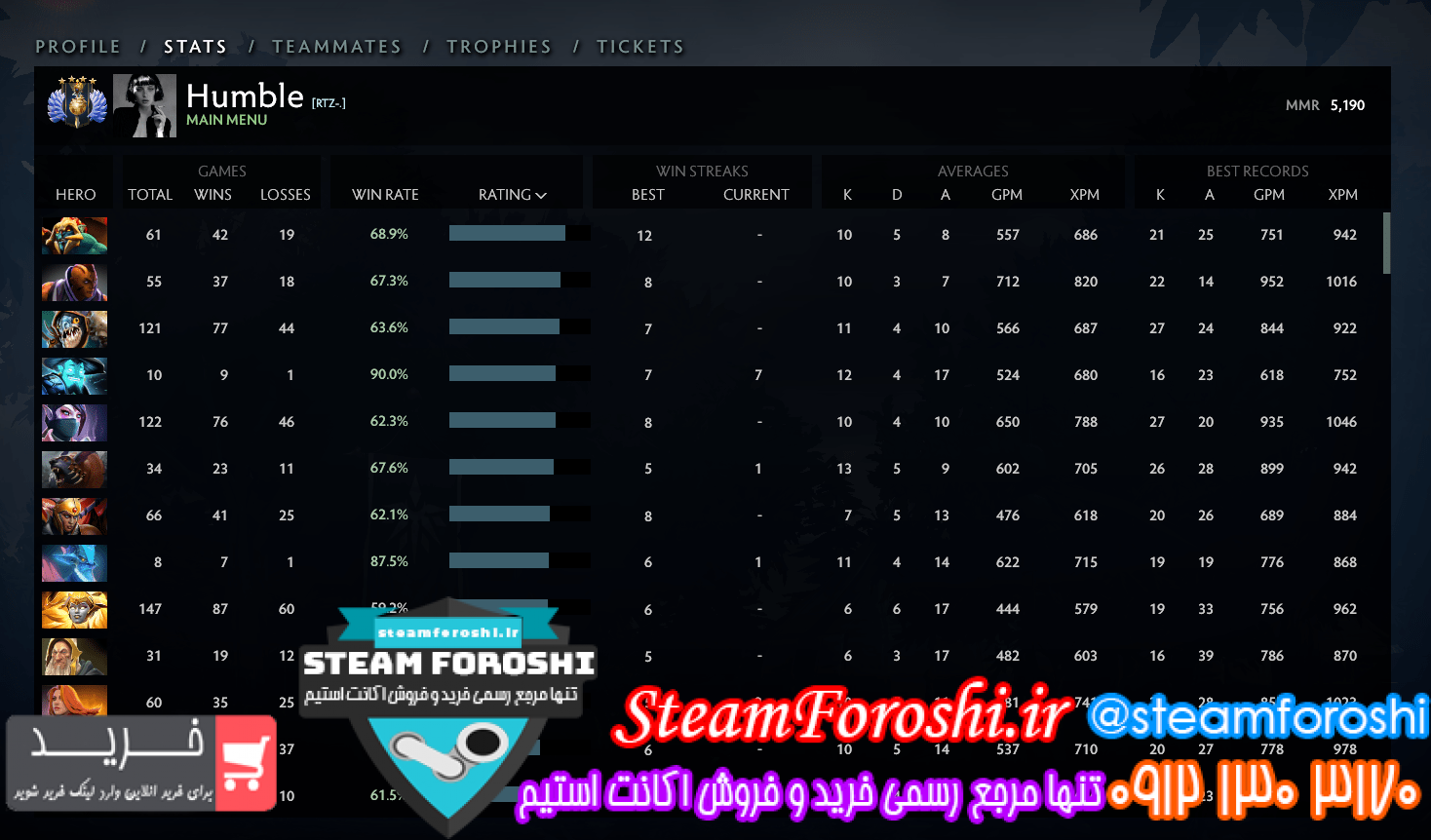 فروش اکانت دوتا 2 کد 11934