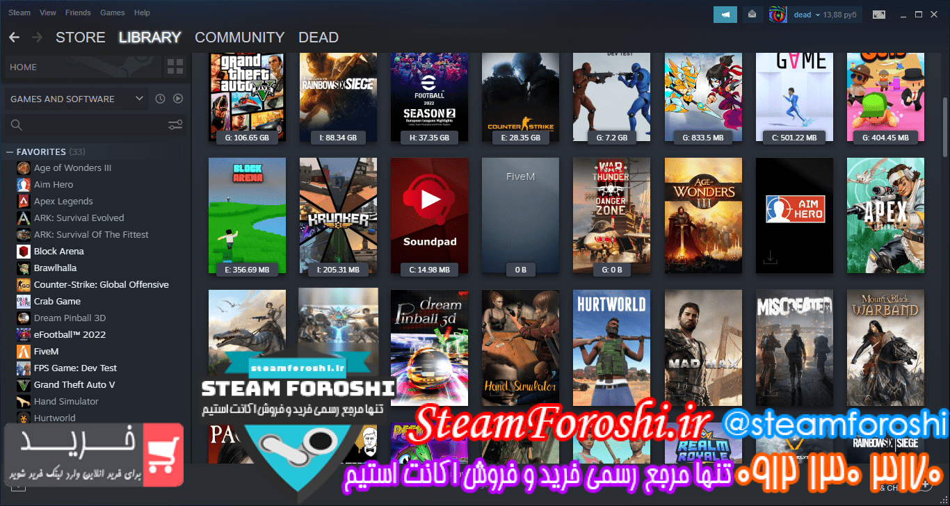 فروش اکانت استیم کد 11859