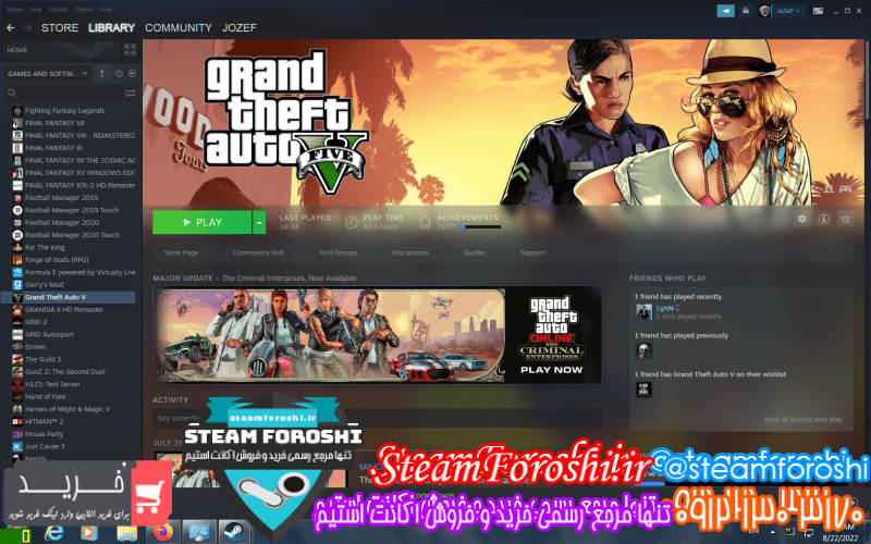 فروش اکانت استیم کد 11902