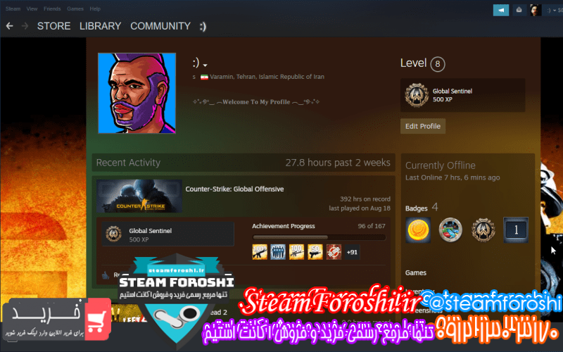 فروش اکانت cs go کد 11908