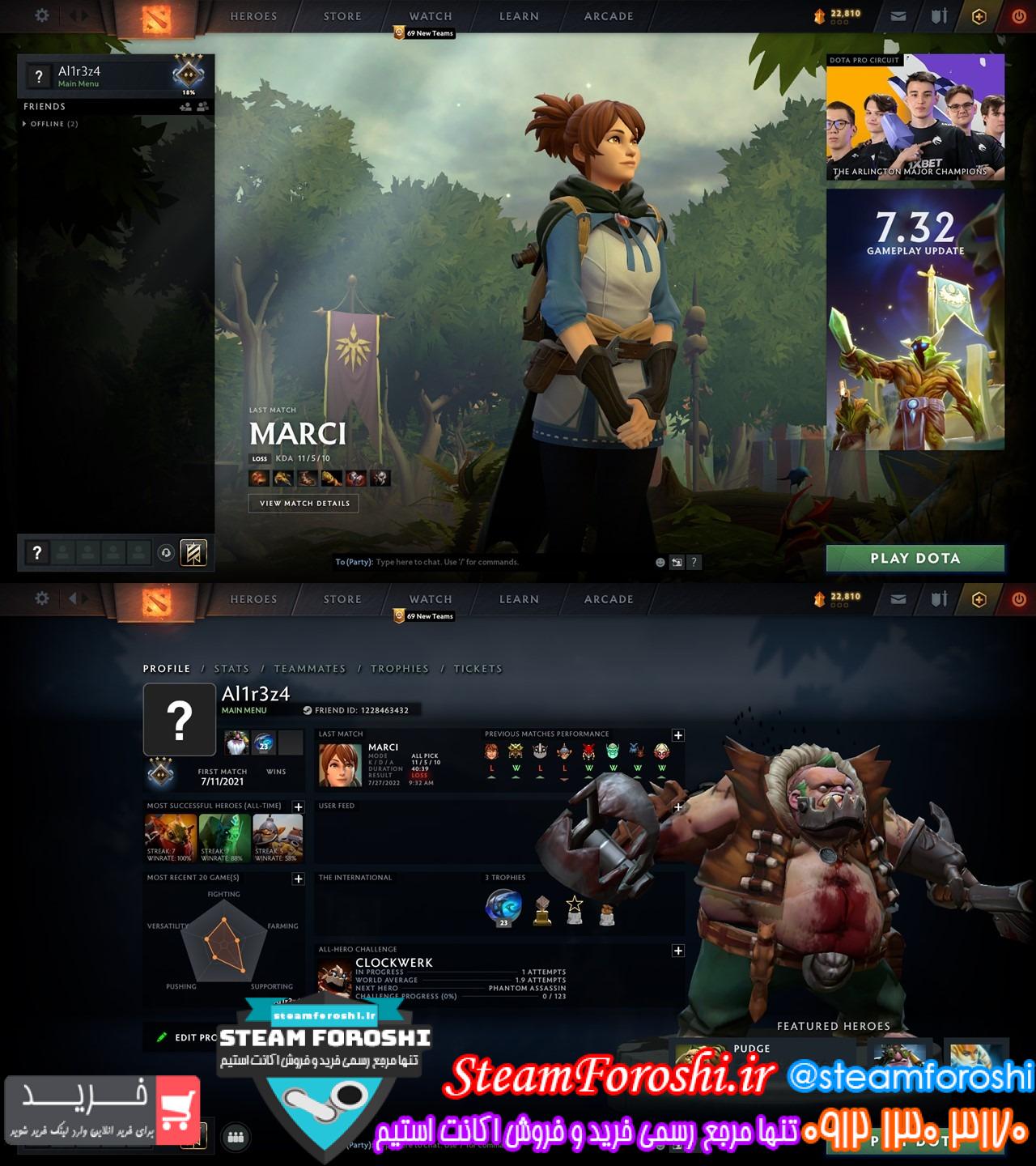 فروش اکانت دوتا 2 کد 11950