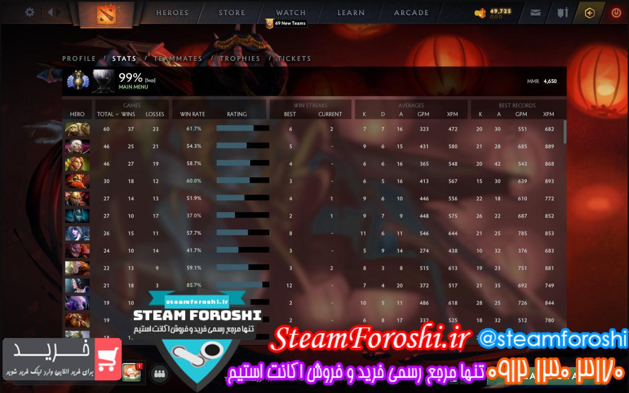 فروش اکانت دوتا 2 کد 11982