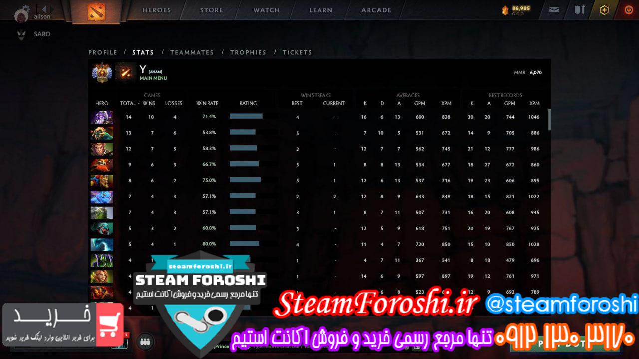 فروش اکانت دوتا 2 کد 11991