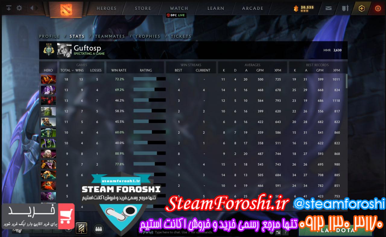 فروش اکانت دوتا 2 کد 11992