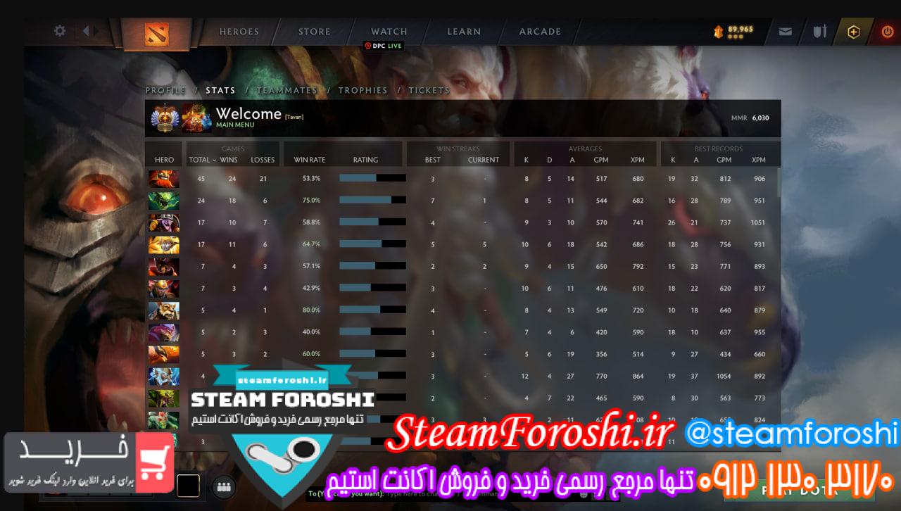 فروش اکانت دوتا 2 کد 11998