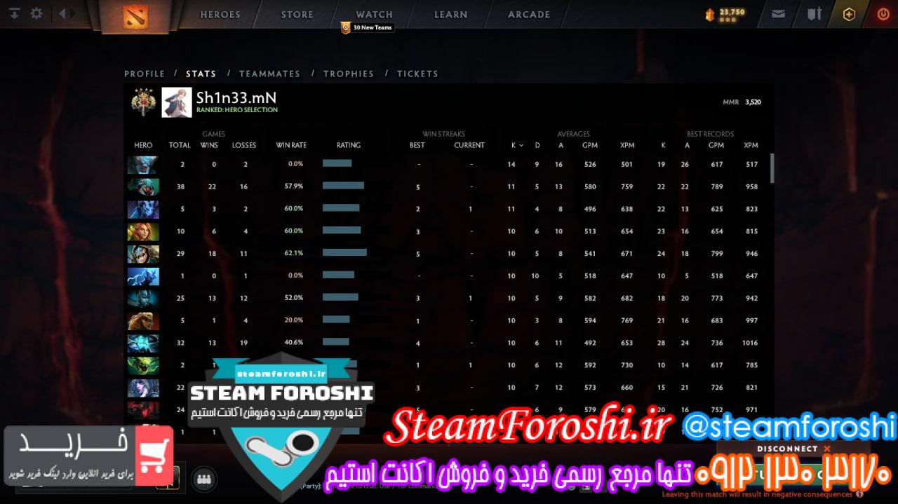 فروش اکانت دوتا 2 کد 12052