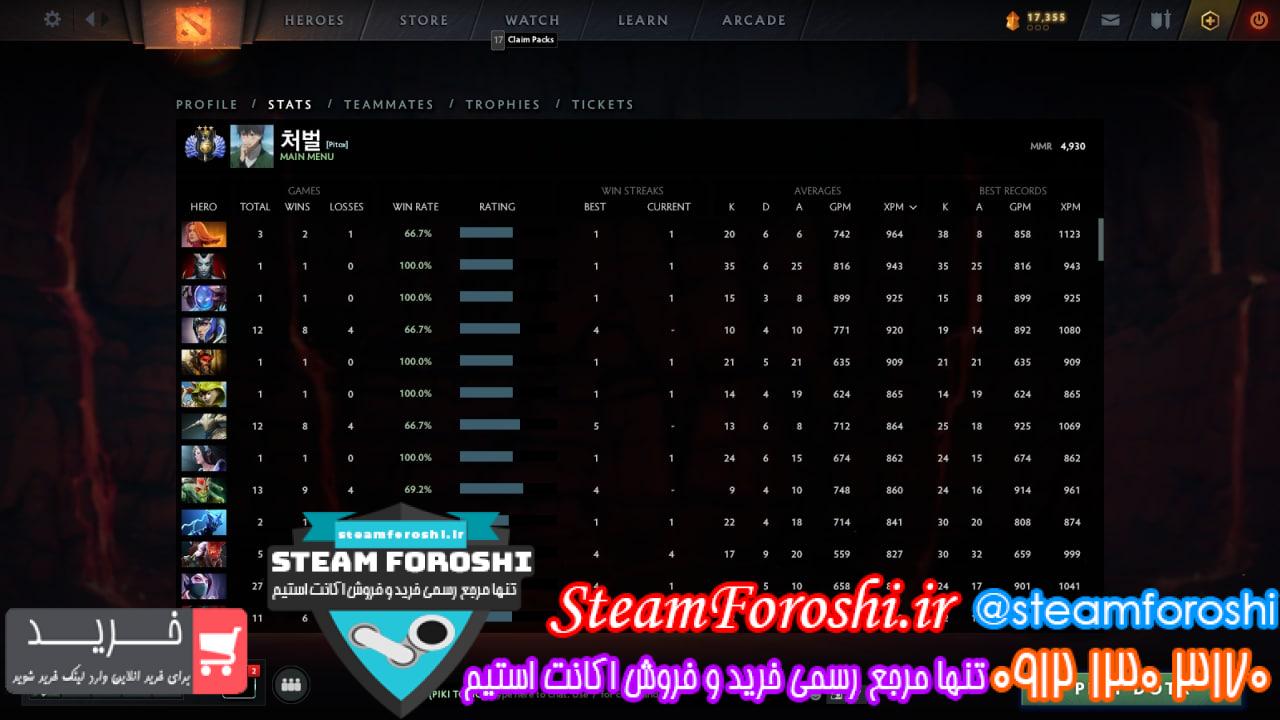 فروش اکانت دوتا 2 کد 12081