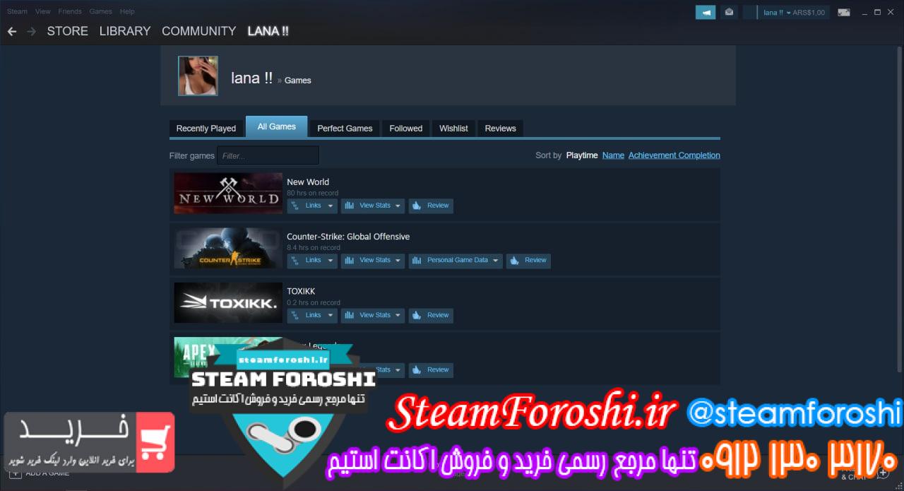 فروش اکانت استیم کد 12100