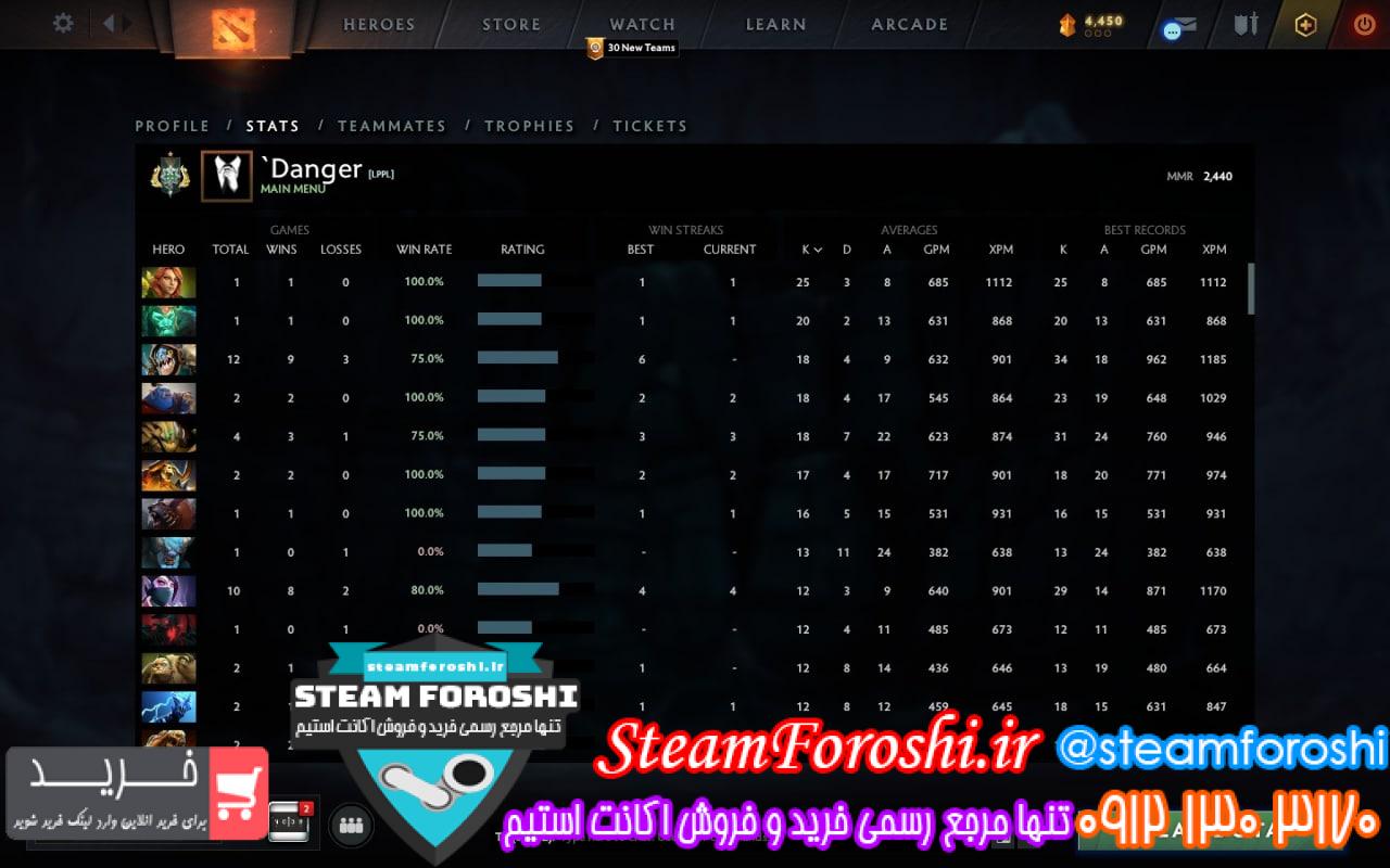 فروش اکانت دوتا 2 کد 12218