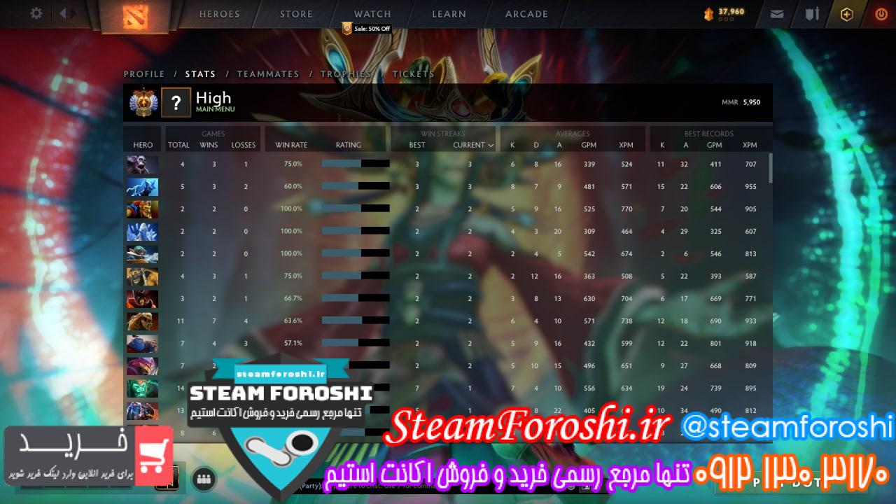 فروش اکانت دوتا 2 کد 12261