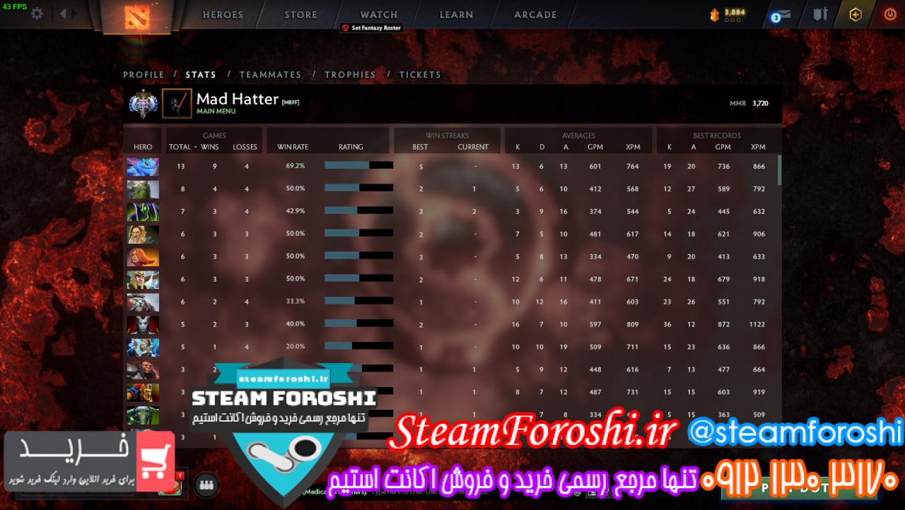 فروش اکانت دوتا 2 کد 12329