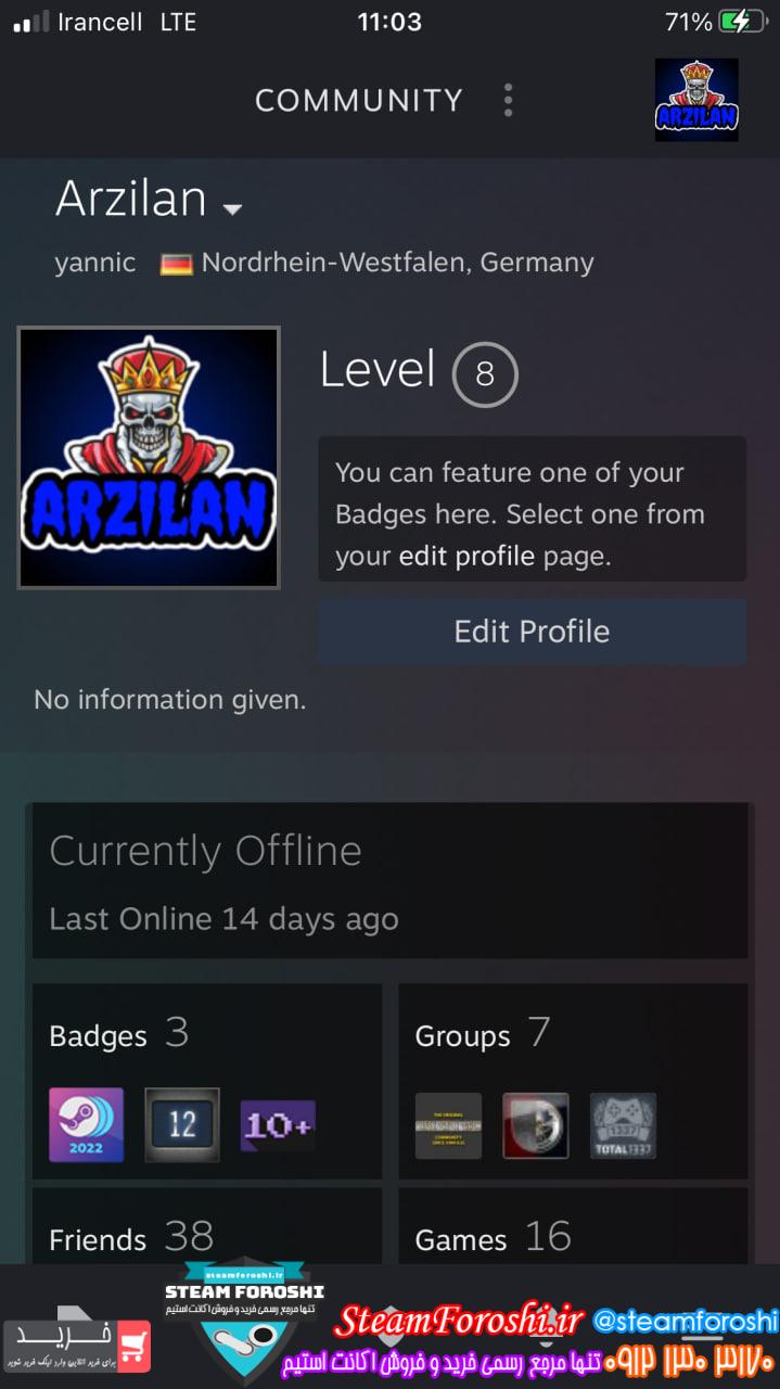 فروش اکانت cs go کد 12353