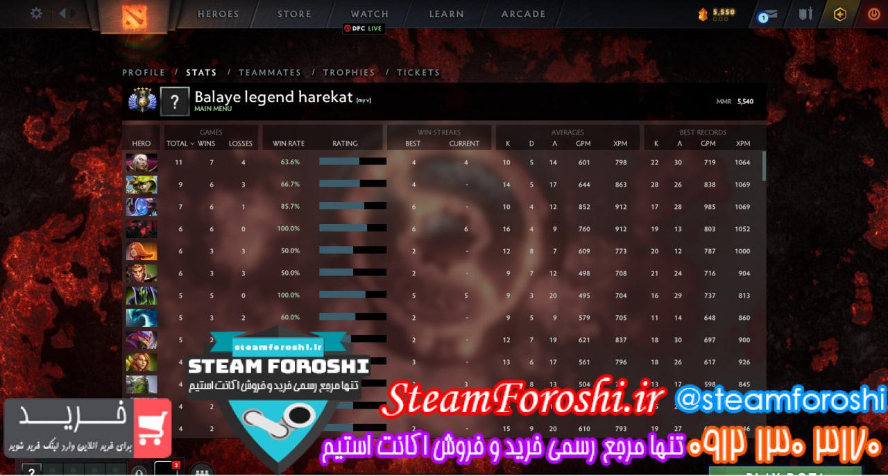 فروش اکانت دوتا 2 کد 12354