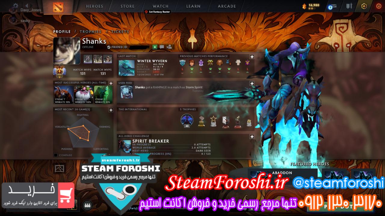 فروش اکانت دوتا 2 کد 12388