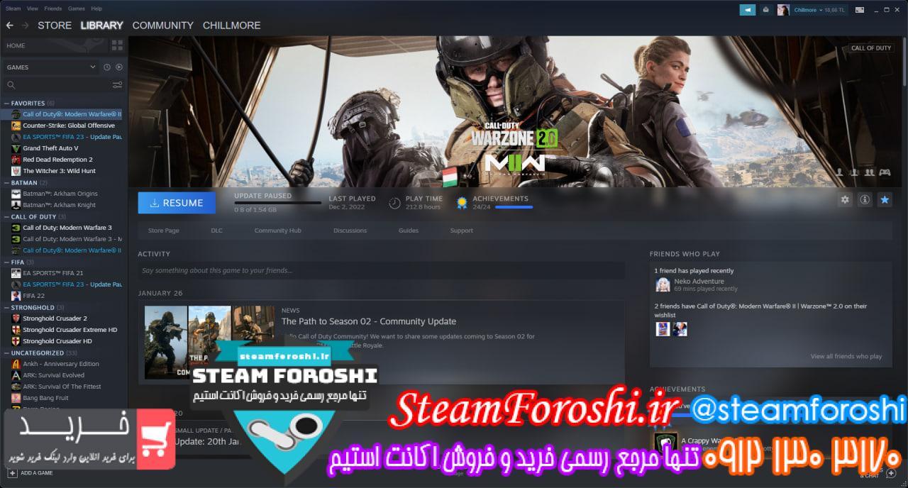 فروش اکانت استیم کد 12407