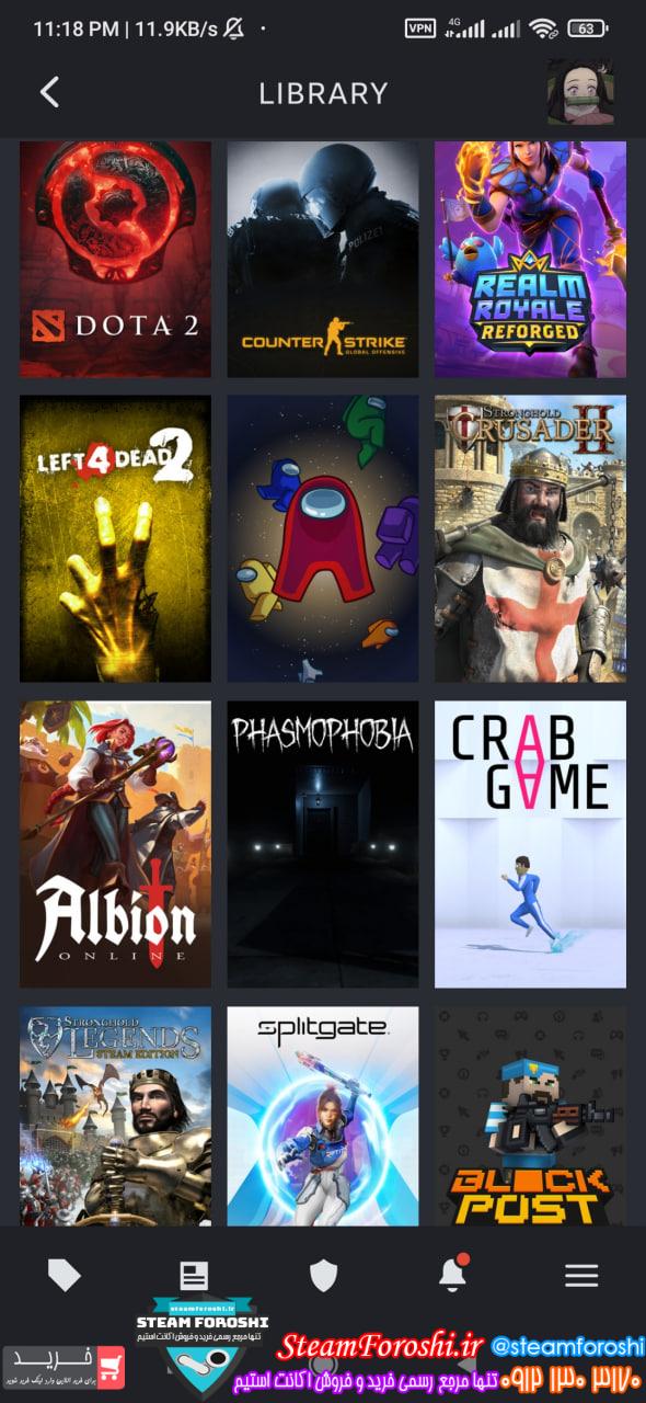 فروش اکانت استیم کد 12418