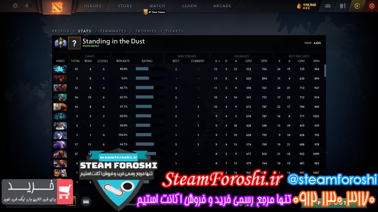 فروش اکانت دوتا 2 کد 12421