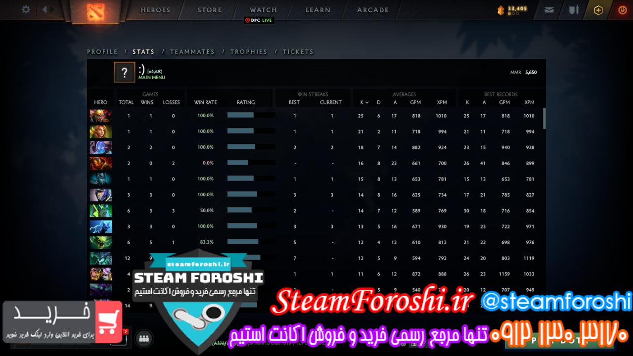 فروش اکانت دوتا 2 کد 12493