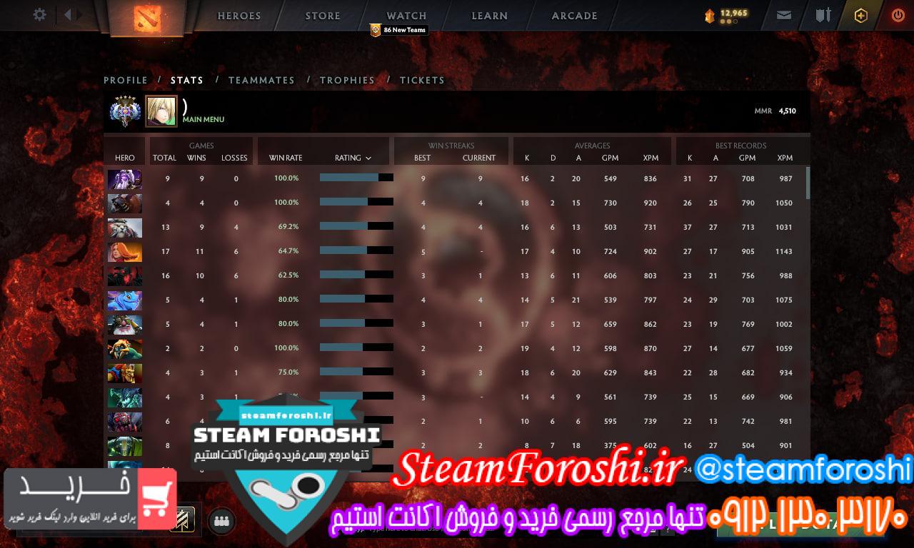 فروش اکانت دوتا 2 کد 12497