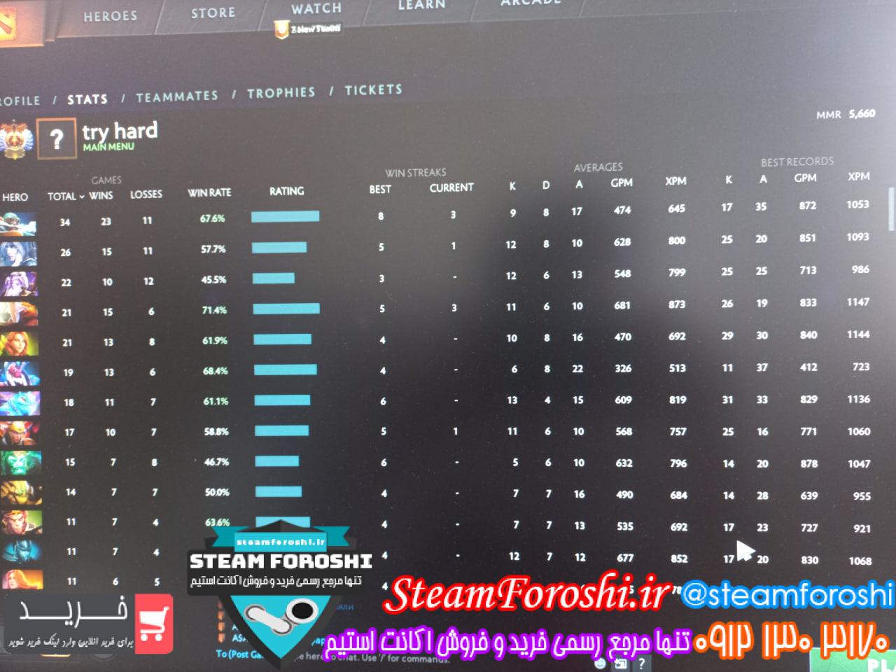 فروش اکانت دوتا 2 کد 12541