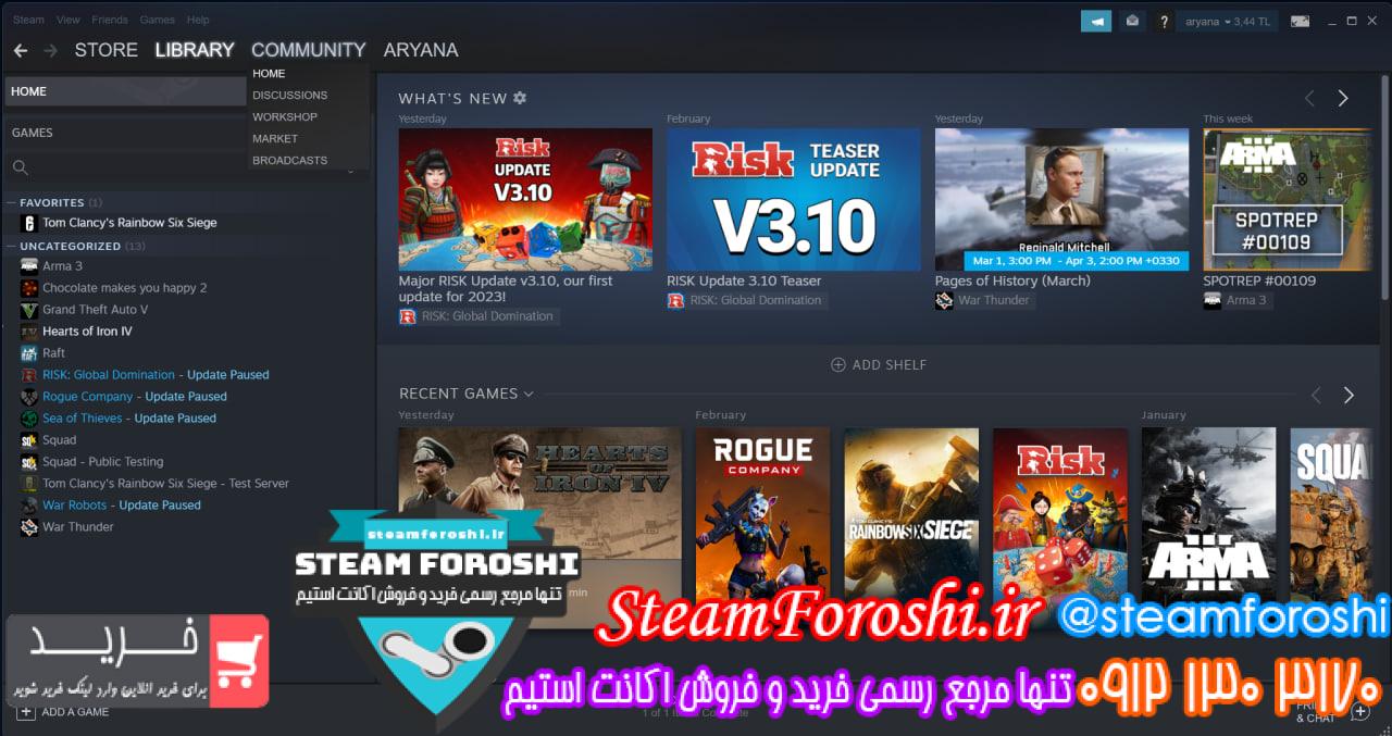 فروش اکانت استیم کد 12589