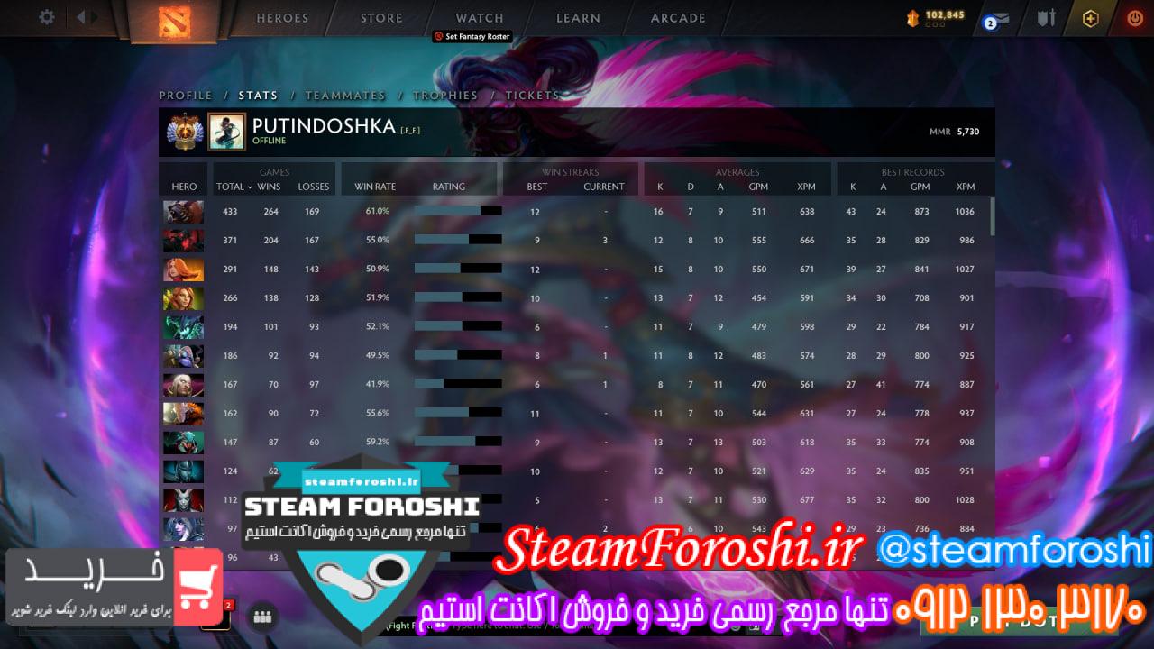 فروش اکانت دوتا 2 کد 12633