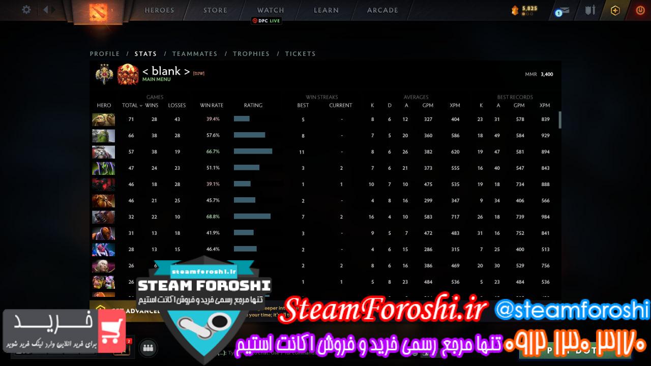 فروش اکانت دوتا 2 کد 12562