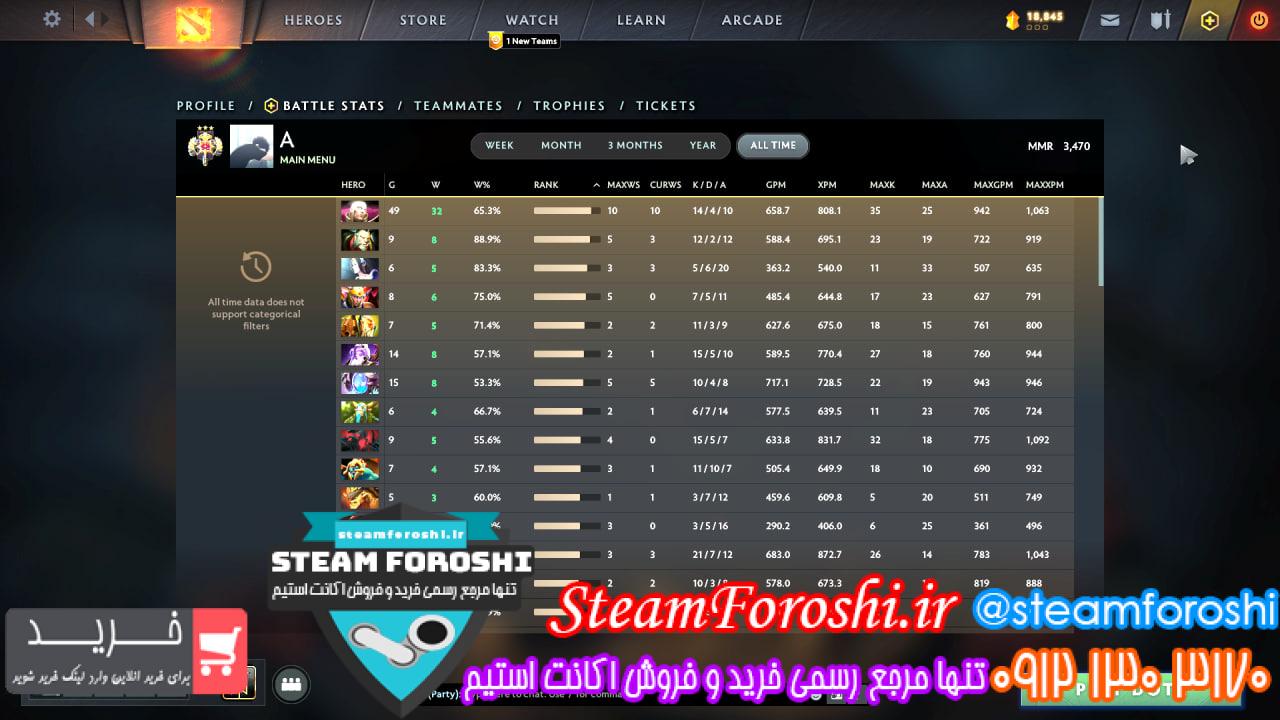 فروش اکانت دوتا 2 کد 12705