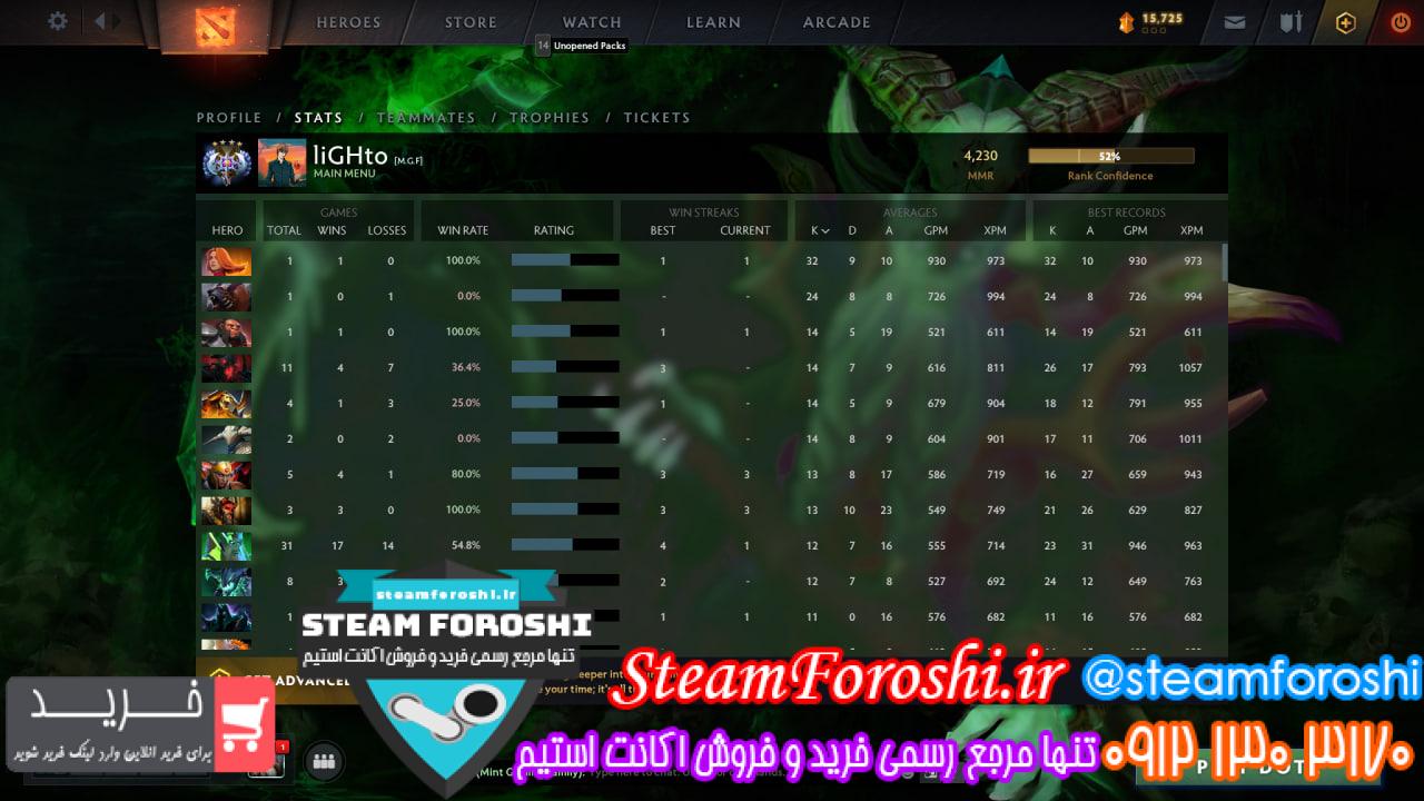 خرید اکانت دوتا 2 کد 12985