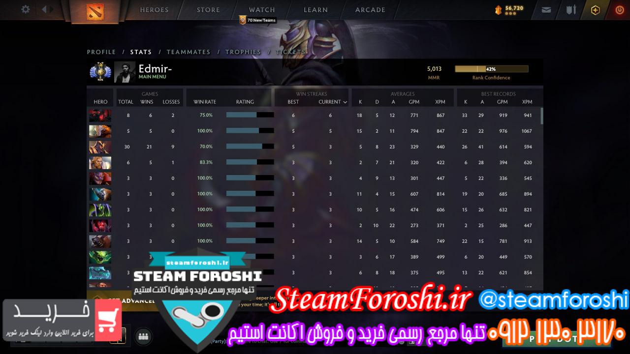 خرید اکانت دوتا 2 کد 12997