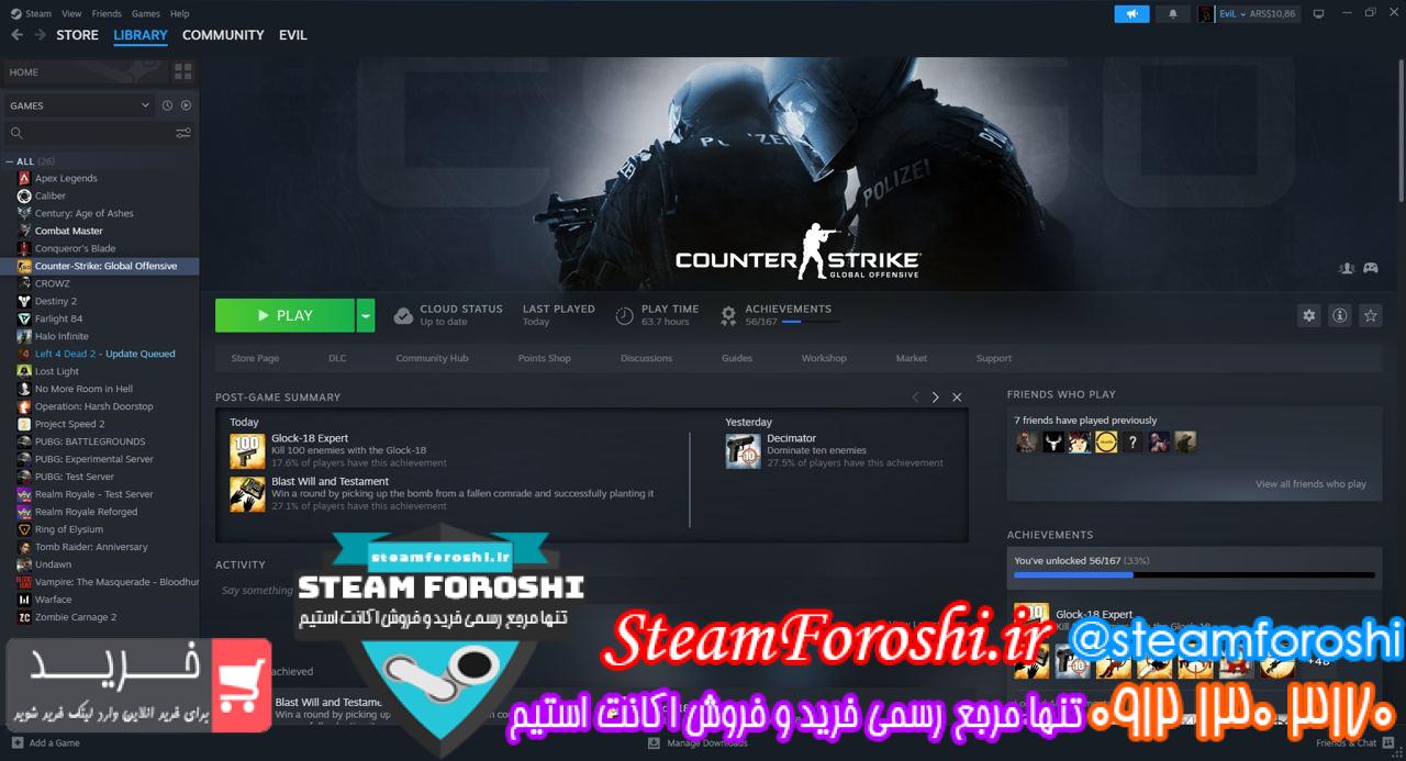خرید اکانت cs go کد 13164