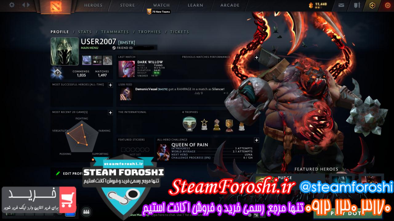 خرید اکانت دوتا 2 کد 13069