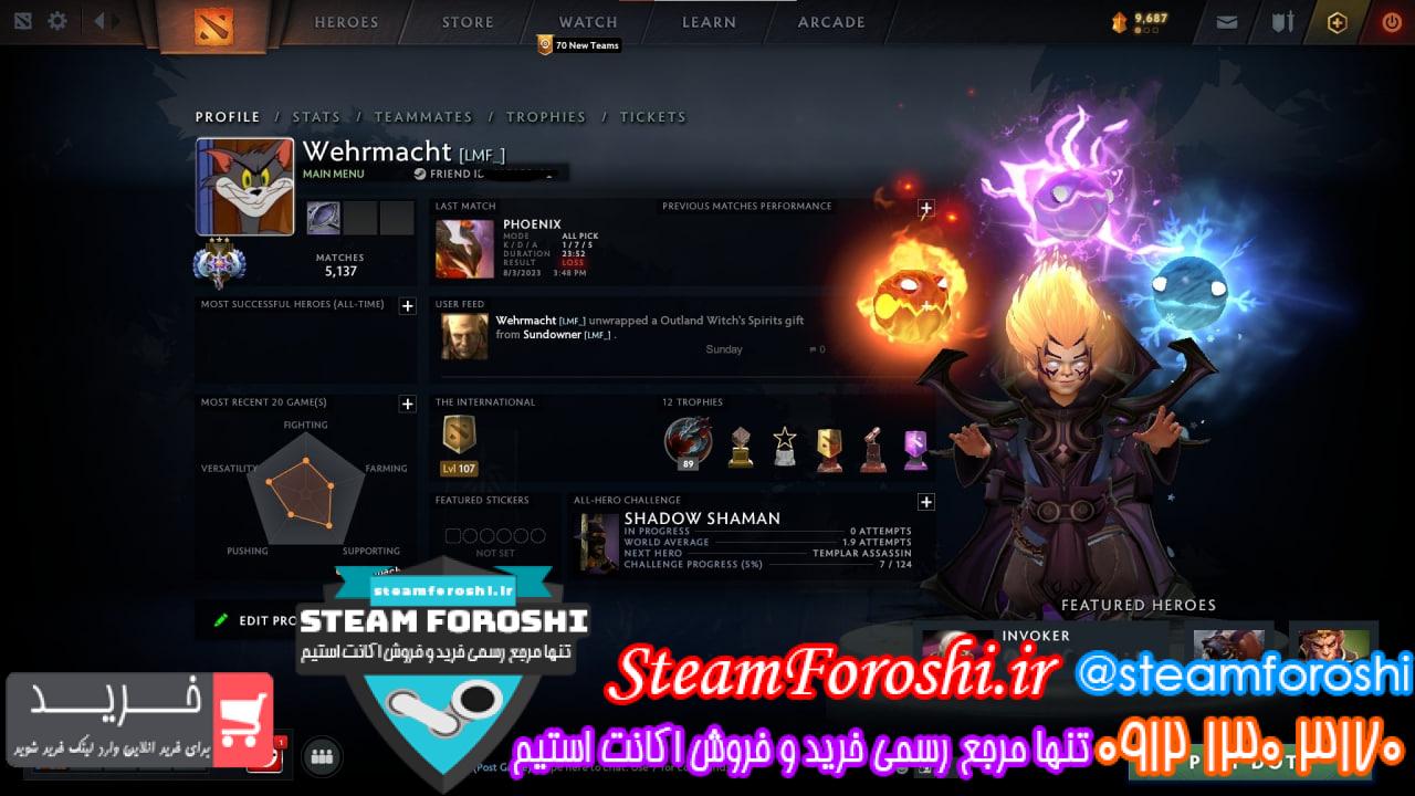 خرید اکانت دوتا 2 کد 13075