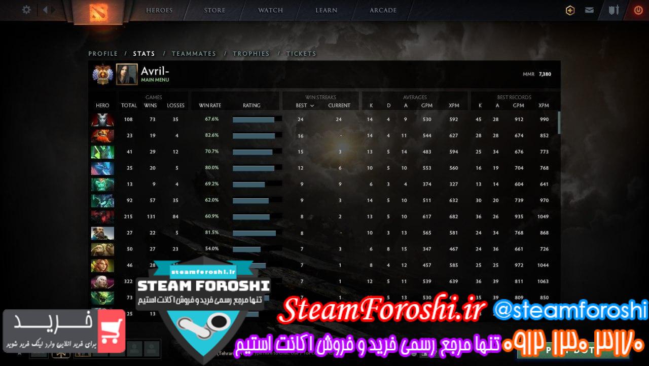 خرید اکانت دوتا 2 کد 13184