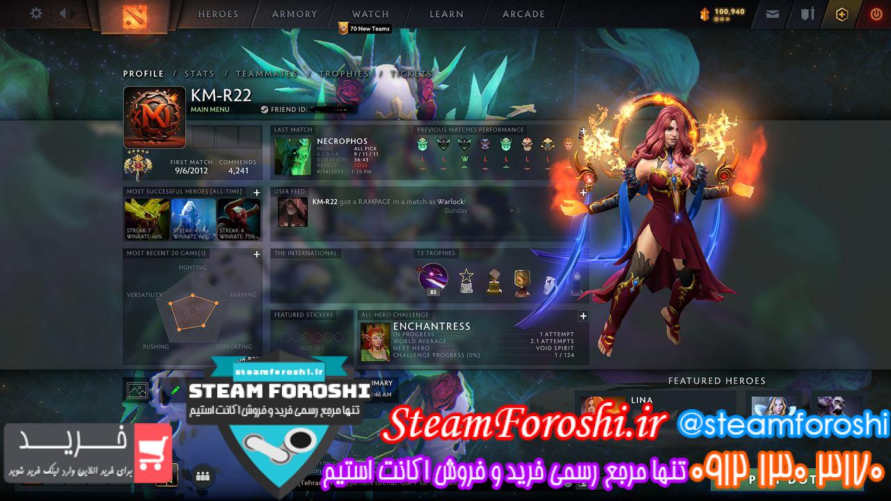 خرید اکانت دوتا 2 کد 13228