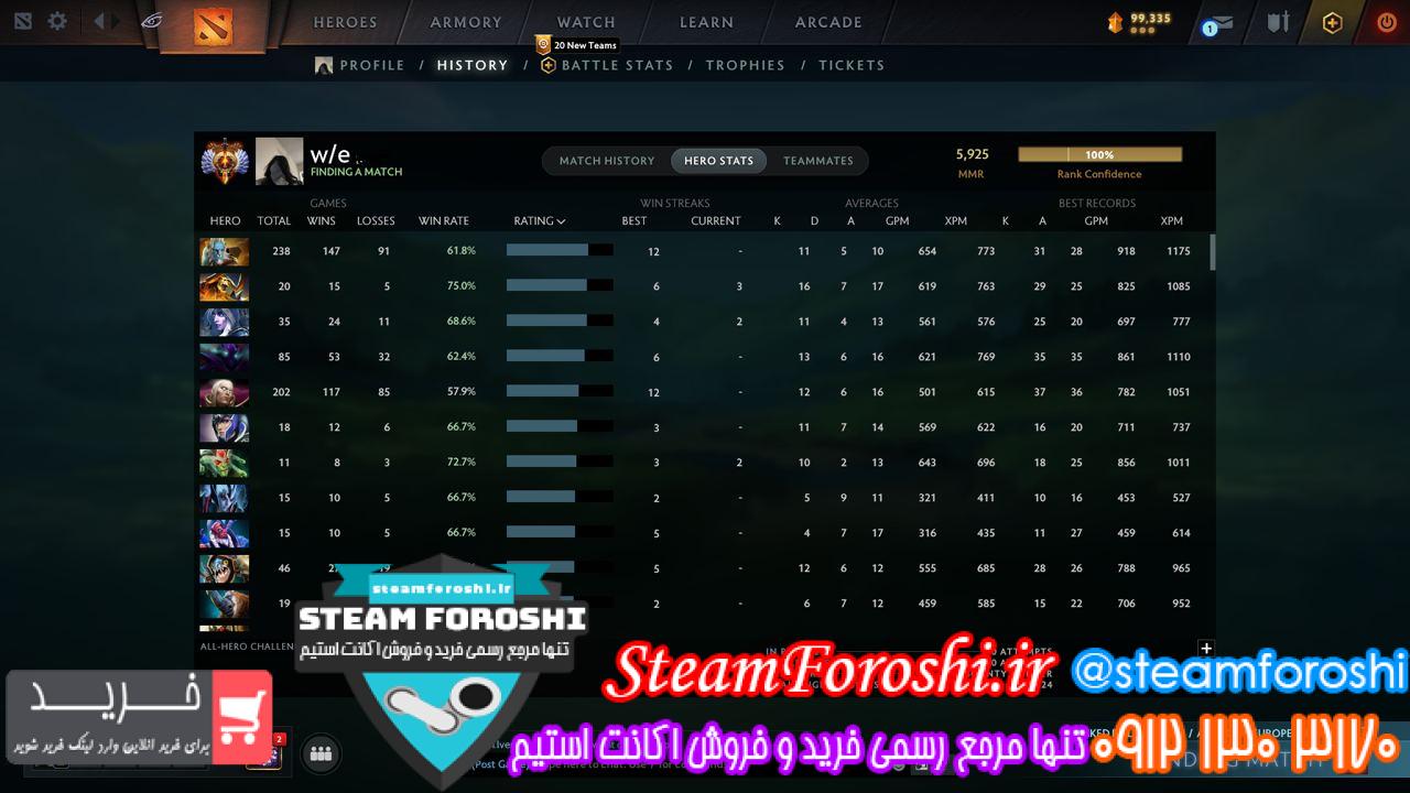 خرید اکانت دوتا 2 کد 13314